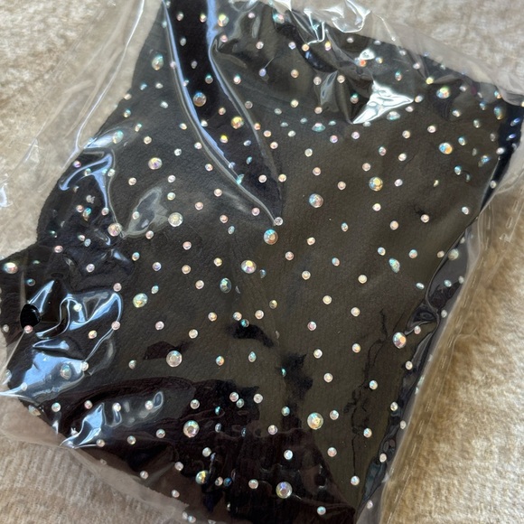 Brand New CalExotics Black Long Sleeve Shoulder Shrug Mesh Fishnet Rhinestone - Picture 6 of 16